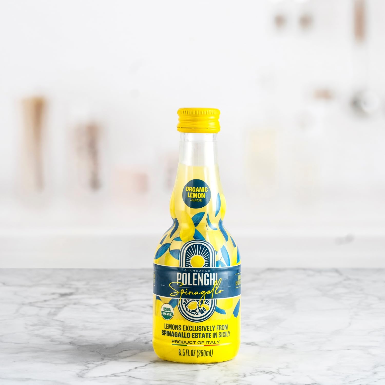 Polenghi Spinagallo Organic Sicilian Lemon Juice - 100% Pure, Hand-Harvested Femminello Siracusano Lemons from Syracuse, Sicily - Ethical