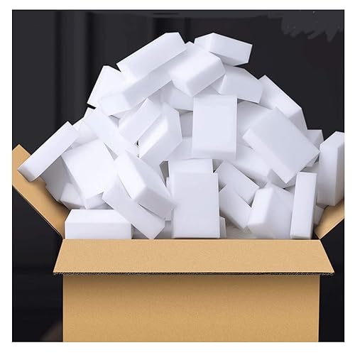 yuai 100 Pack Extra Thick Magic Cleaning Sponges - Reusable Eraser Sponge for All Surfaces - Kitchen-Bathroom-Furniture-Leather-Car-Steel - Just Add