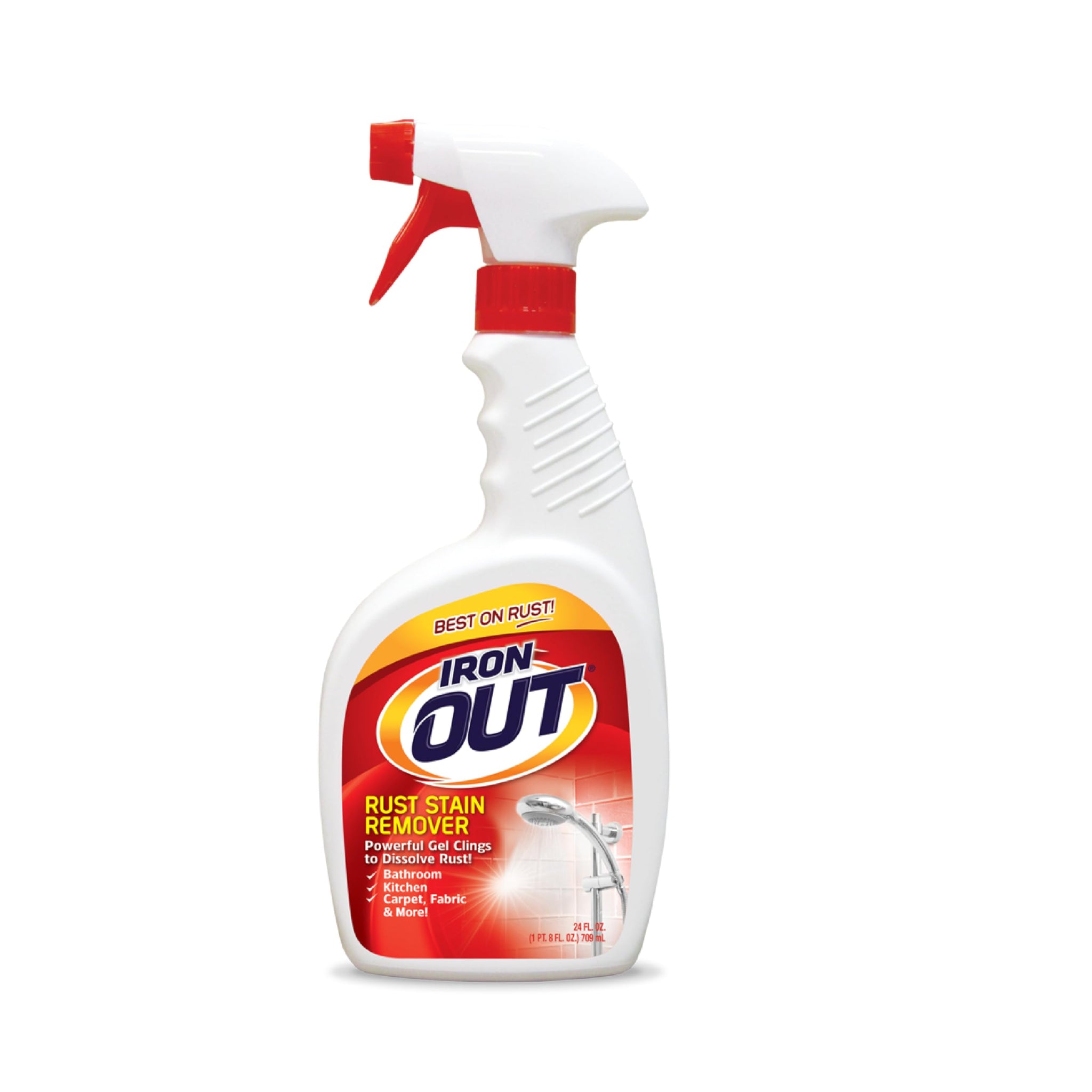 Iron OUT Rust Stain Remover Spray Gel, Remove Rust Stains in Bathrooms, Kitchens, Laundry, and Outdoors, Made in the USA, 24 Ounces