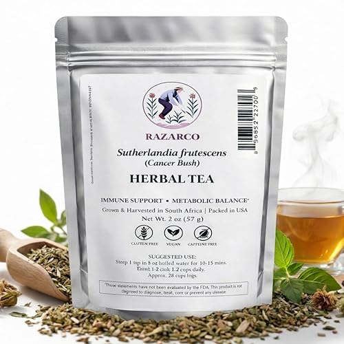 RAZARCO Sutherlandia Herbal Tea - Immune Support & Stress Relief, Caffeine-Free Loose Leaf, South African Wellness Blend, Non-GMO, 2oz (28 Servings)