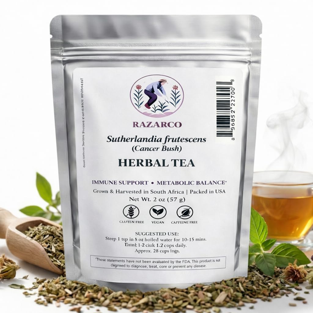 RAZARCO Sutherlandia Herbal Tea - Immune Support & Stress Relief, Caffeine-Free Loose Leaf, South African Wellness Blend, Non-GMO, 2oz (28 Servings)
