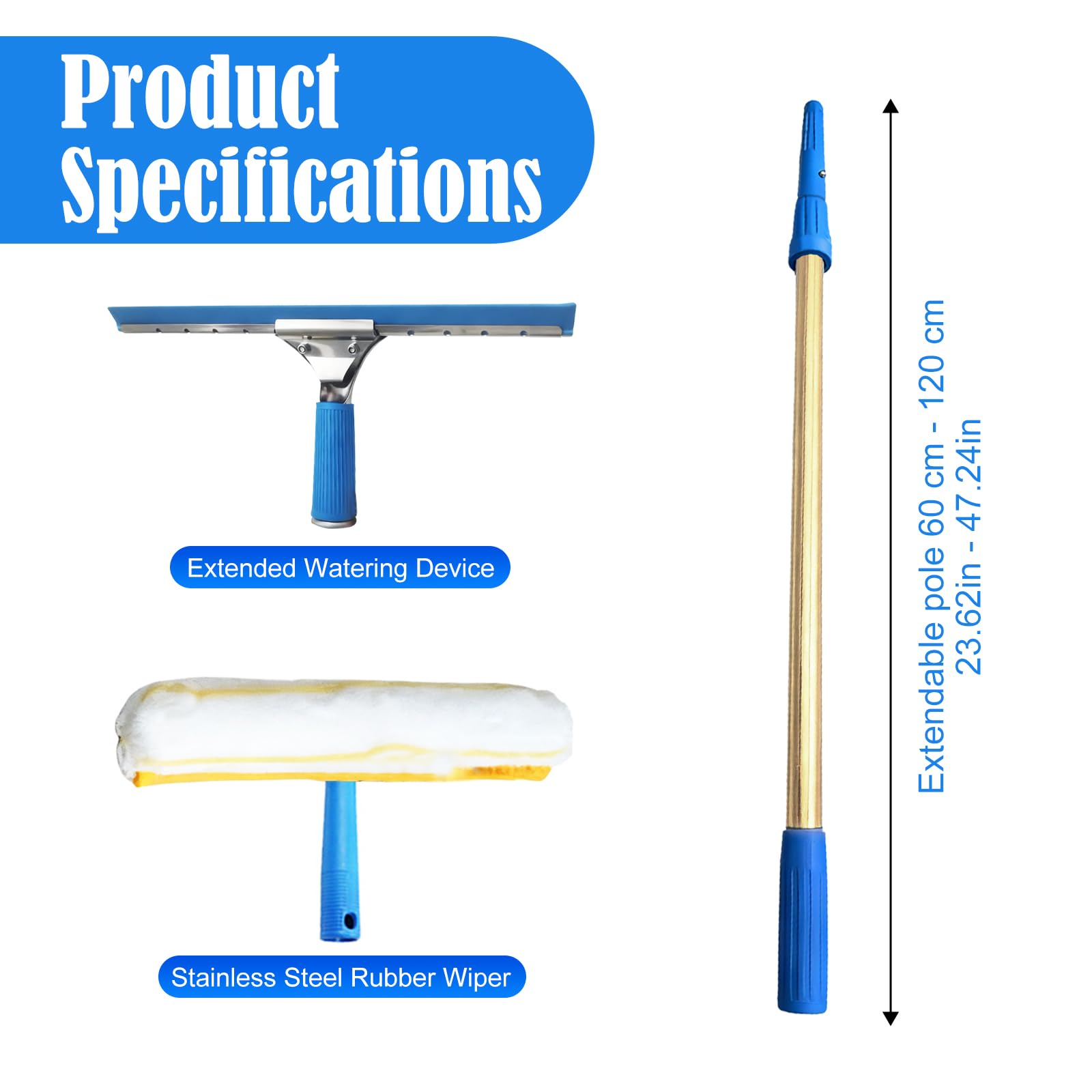 Water Fed Pole Kit 35 FT Adjustable Solar Panel Cleaning Kit Cleaner Tool for Window Glass Roof Outdoor Glass Brush Window Washing Equipment (4ft)
