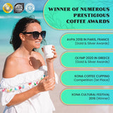 8oz 100% Kona Coffee Whole Beans by Kona Gold Rum Co. - Extra Fancy Freshly Roasted Medium/Dark Roast, Peach Notes with Cream Tones - Kona Coffee