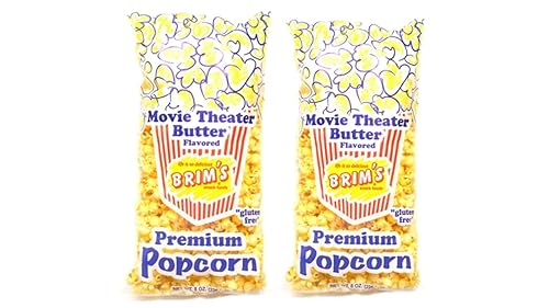 Brim's Butter-Flavored Movie Theater Premium Popcorn, Gluten Free 8 oz. Bags (TOTAL- 2) Bags, 8.0 ounces, 4.0 Ounce