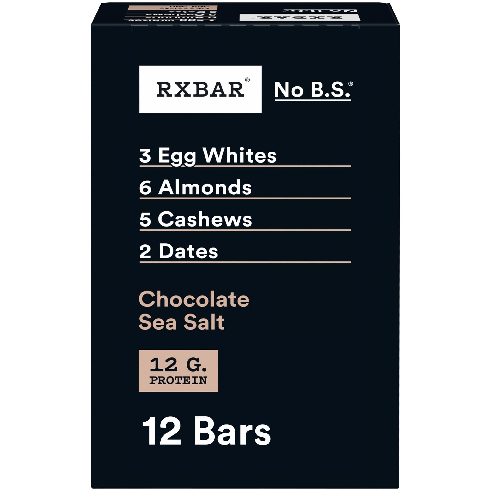 RXBAR Protein Bars, Protein Snack, Snack Bars, Chocolate Sea Salt, 22oz Box (12 Count)