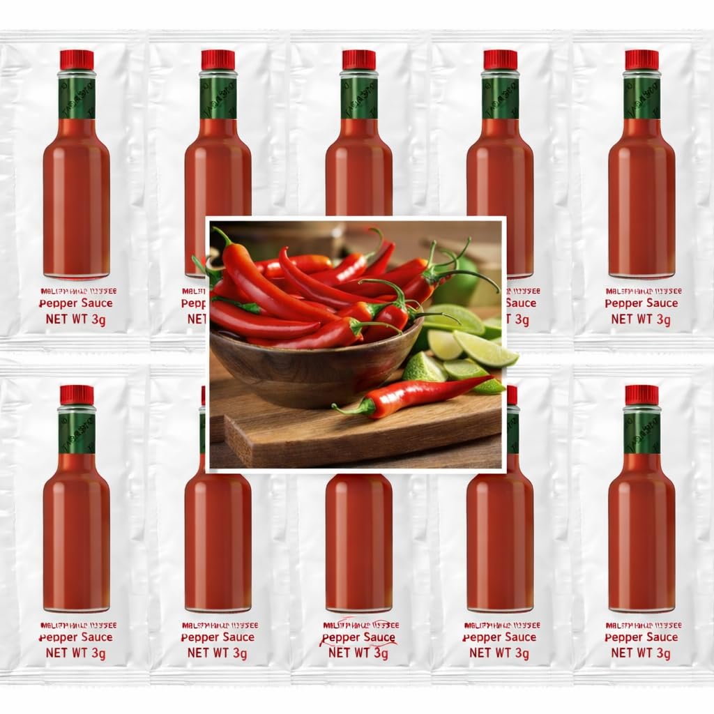 Hot Sauce Packets Bulk - 35 Single-Serve Pepper Sauce Sachets (3g Each) | Pizza, Takeout, Restaurants, Travel & On-the-Go