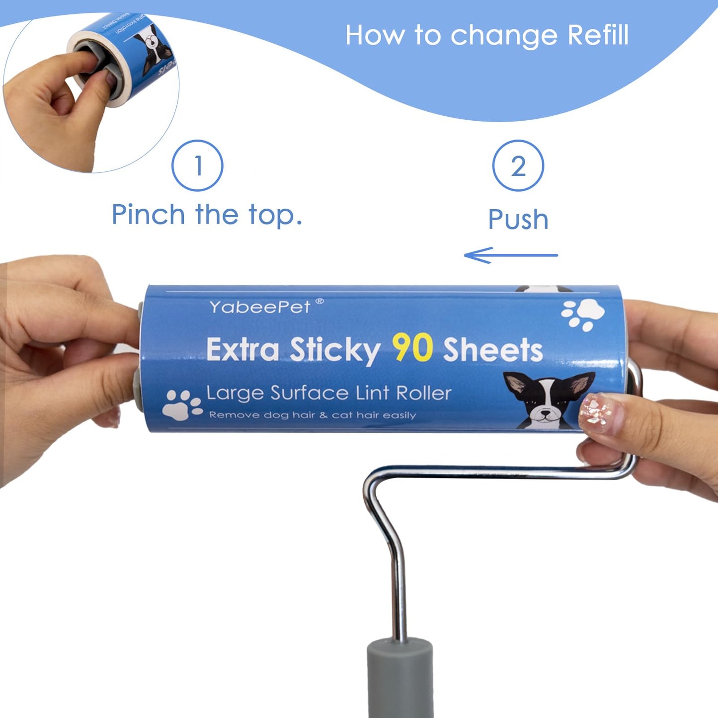 Extra Sticky Large Surface Lint Roller, 6.3'' Giant Lint Roller for Pet Hair, Lint Remover Roller for Cat Hair, Clothes, Furniture (1 Handle + 270