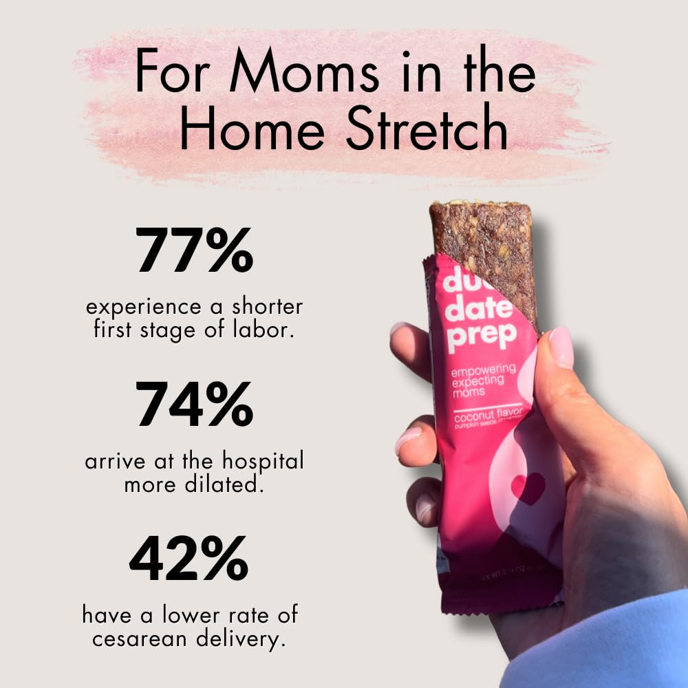 Due Date Prep Snack Bars - Natural Labor Prep Support for Pregnant Women | Organic, Gluten-Free, Kosher | Third Trimester Snacks with Dates