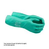 SHOWA 717 Chemical Resistant Gloves, 11-mil Nitrile Gloves, 13-inch Extended Gauntlet, Bisque Grip, Unlined & Unsupported, CE Cat III & Food Safe