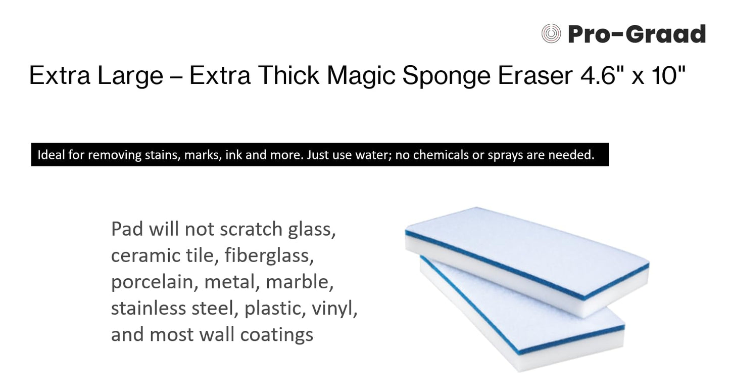 Magic Mopper 4610 Eraser Pads - 2 Pack 4.5" x 10" x 1" Commercial Grade Melamine Sponges for Floor, Tile, Grout, Baseboard, Walls-Durable & Versatile
