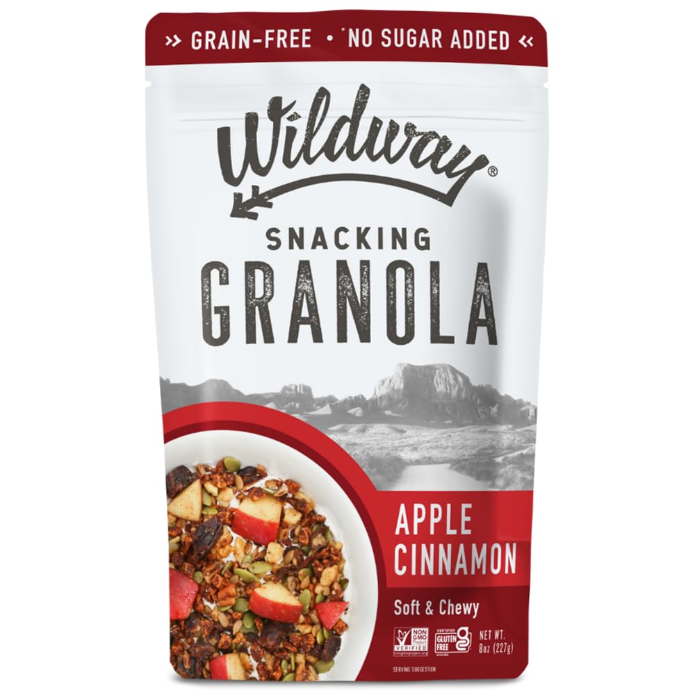 Wildway Keto Granola | Apple Cinnamon | Grain-Free, Certified Gluten-Free Cereal | Vegan, Low Carb | No Sugar Added | Paleo-Friendly | Non-GMO Fruit