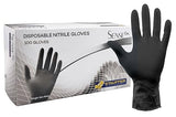Heavy Duty Black Disposable Nitrile Gloves, 6mil, Stauffer Sense6, Latex Free, 12" Extra Long Cuff, Tough & Strong - Extra Large (Box of 100)