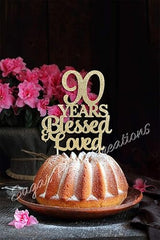 90 Years Blessed and Loved Cake topper