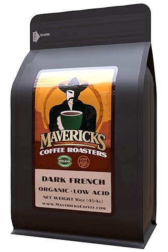 Dark French Low Acid Coffee (Ground) - 100% Organic Ingredients - Up to 90% Less Acid