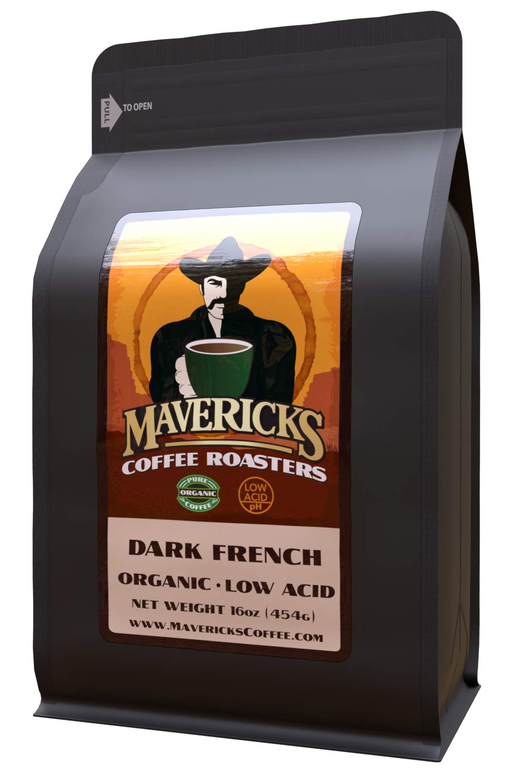 Dark French Low Acid Coffee (Ground) - 100% Organic Ingredients - Up to 90% Less Acid