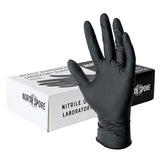 North Spore Black Nitrile Disposable Laboratory Gloves (100 ct) | Latex-Free, Powder-Free | Safe for Food Contact (Medium)