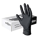 North Spore Black Nitrile Disposable Laboratory Gloves (100 ct) | Latex-Free, Powder-Free | Safe for Food Contact (Medium)