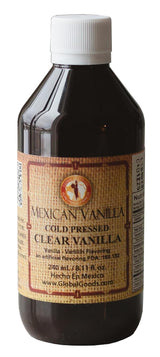 Pure Clear Mexican Vanilla Extract (8.12 fl oz) - Gluten-Free, Coumarin-Free Vanilla for Baking, Cakes, Cookies, Coffee & Desserts - Cold Pressed
