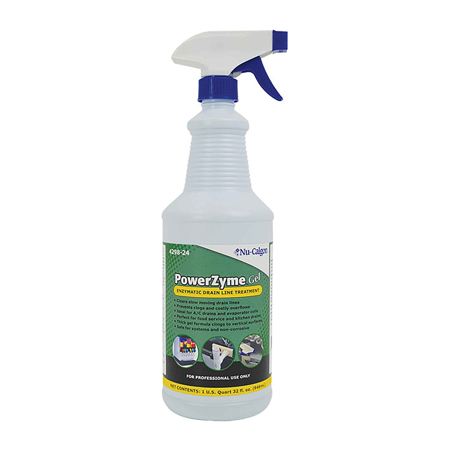 Nu-Calgon 4298-24 PowerZyme Gel Enzymatic Drain Line Treatment (1 qt. Spray Bottle)