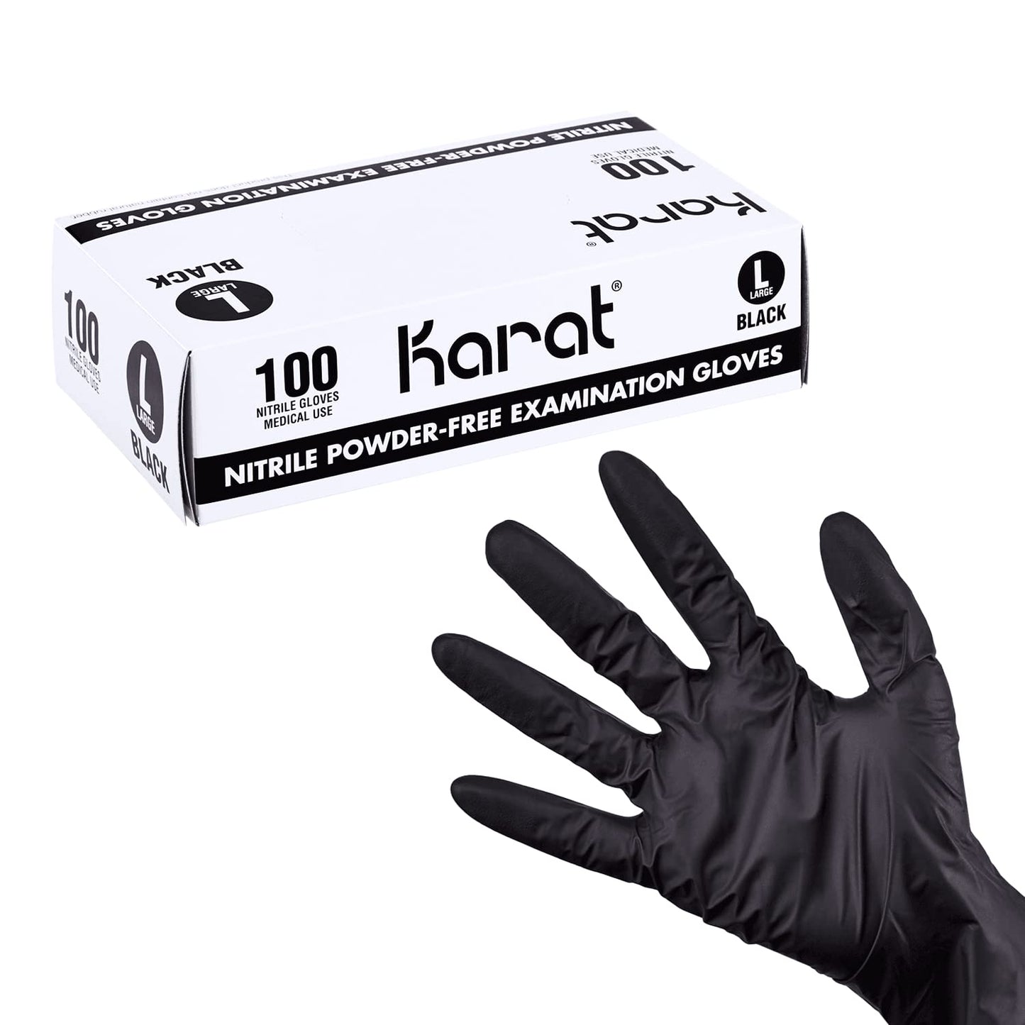 Karat Nitrile Powder-Free Gloves (Black) - Case of 1000 (Large)