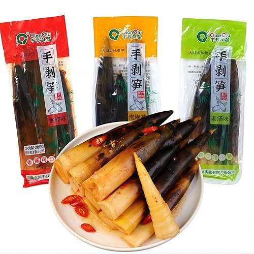 Fresh Hand Peeled Bamboo Shoots - 3 Packs 660g,Pickled Pepper Crispy Bamboo Shoots,Fresh Mountain Pepper Bamboo Shoots,Spicy Chinese Snack,Spicy