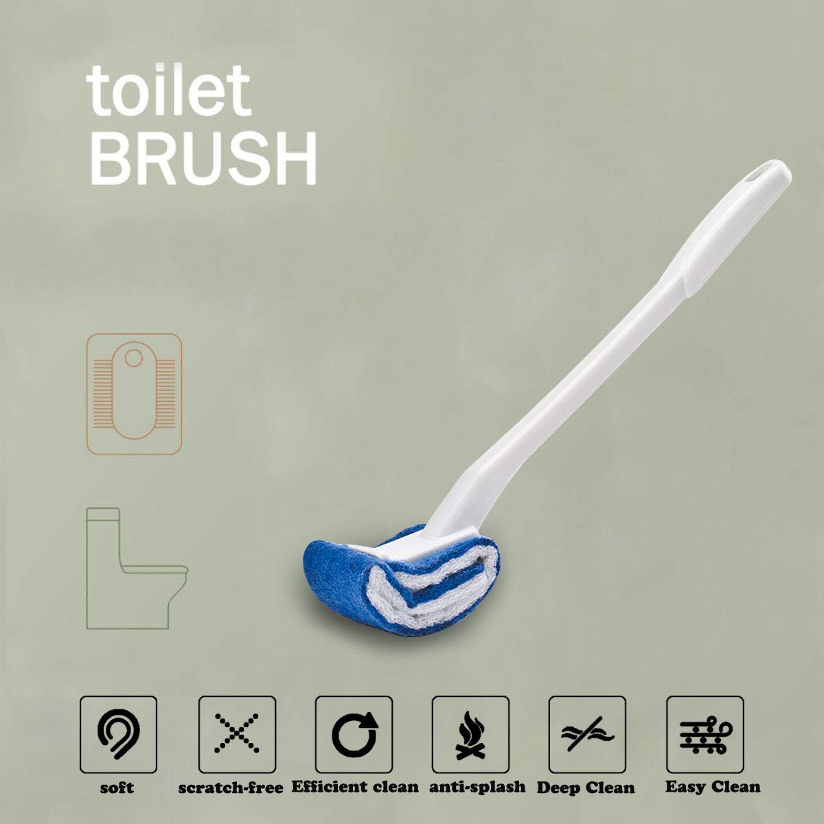Toilet Brush Bowl Brush Bathroom Brush Under Rim Toilet Brush Scracth-Free Curved Good Grip Easy to use deep Cleaning No Scratching, Anti-Splashing