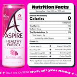 ASPIRE® Raspberry Acai, Healthy Energy Drink 80mg Natural Caffeine, Zero Sugar No Carbs Keto Friendly, 24 Pack Green Tea Sugar Free Drink Low Caffeine