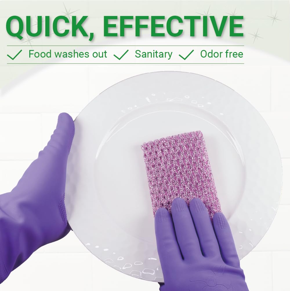 Rugged Glitter Dish Wash Net Heavy Duty, 4 pcs - Premium Non-Scratch Scouring Pads for Durable Cleaning - Glitter Kitchen Mesh Dish Cloth Set
