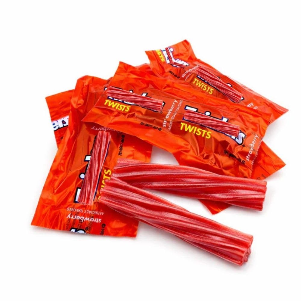 Strawberry Licorice Twists, Chewy Red Candy, Bulk Bag - 5 lb (Approx. 260 pieces)