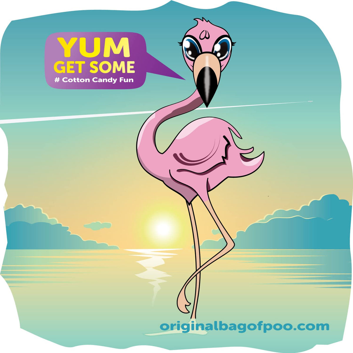 The Original Bag of Poo®, Flamingo Poo (Strawberry Flavor Cotton Candy) Novelty Poop Gag Gift. Free sticker inside.
