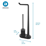 iDesign Cade BPA-Free Plastic Toilet Paper Bowl Brush Set, Tissue Stand Plus, Matte Black
