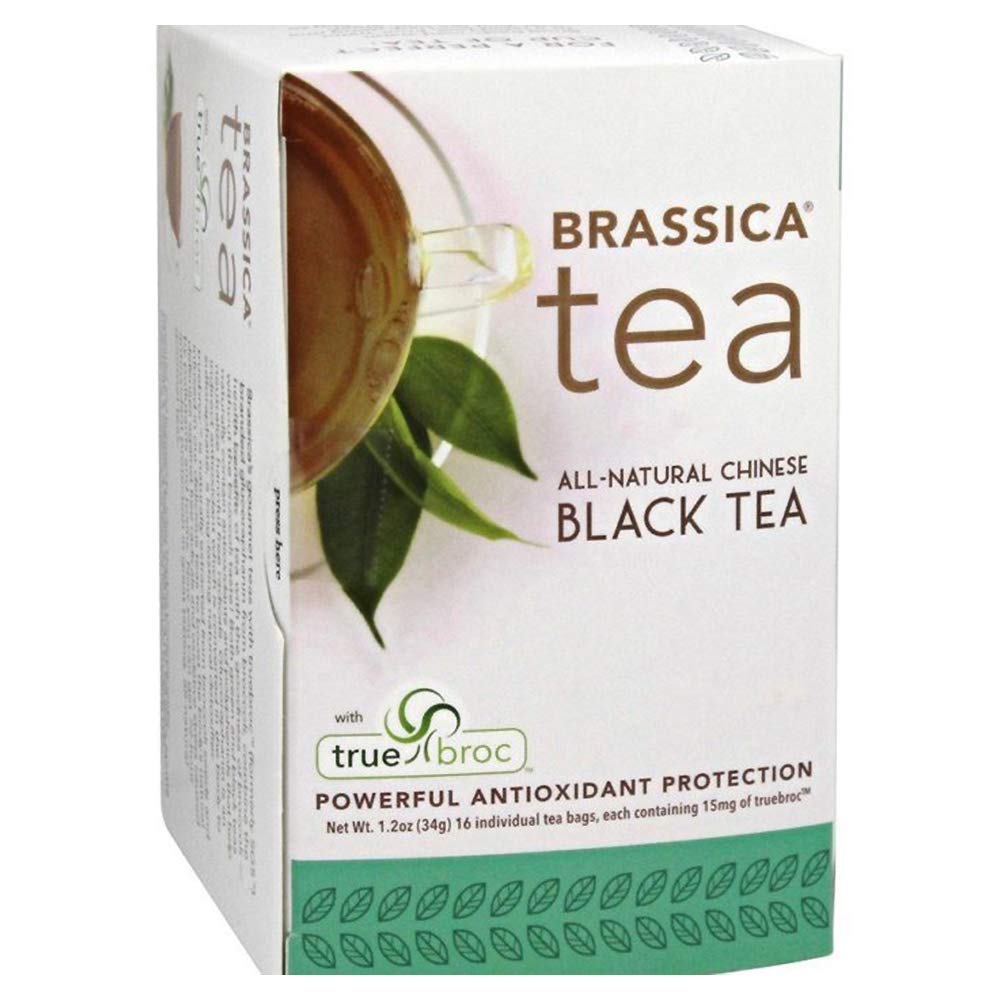Brassica Tea Black Tea with truebroc, Case of 6 Boxes (16 Tea Bags Per Box)