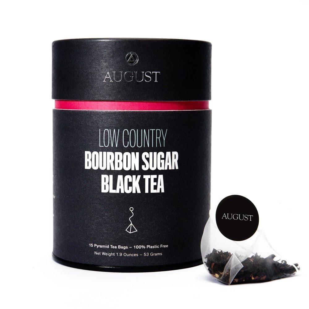 August Uncommon Low Country Bourbon Sugar Black Tea - Vegan Non-GMO Tea Bags - Energizing Southern Blend - Thoughtful Mothers Day Gifts for Tea Lovers