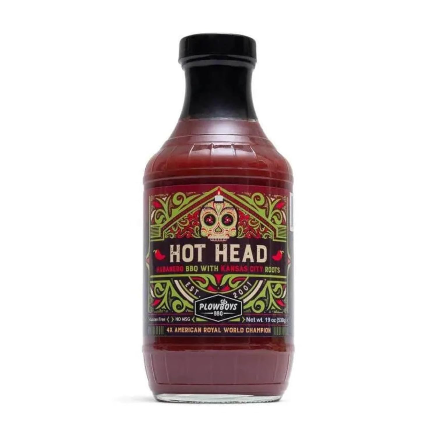 Plowboys BBQ Barbecue Sauce (Hot Head - 16 Fl Oz)