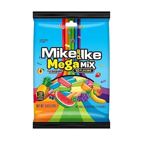 Mike & Ike MegaMix 10 Flavors (Chewy Assorted Fruit Flavored Candies) 5 Ounce Bag!!!! (Pack of 1, 5 Ounce)