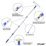 ITTAHO 60" Window Squeegee Cleaner 2 in 1 Window Cleaning Tool Kit Window Washing Kit with Extension Pole for Shower Glass, Indoor/Outdoor High Window