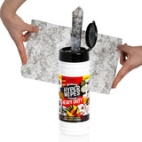 Hyper Wipes, 4 Pack Heavy Duty Hand & Tool Cleaning Wipes, 7"x12" Size Multi-Surface Cleaning Wipes, Degreasing, All Purpose Cleaner, Bathroom