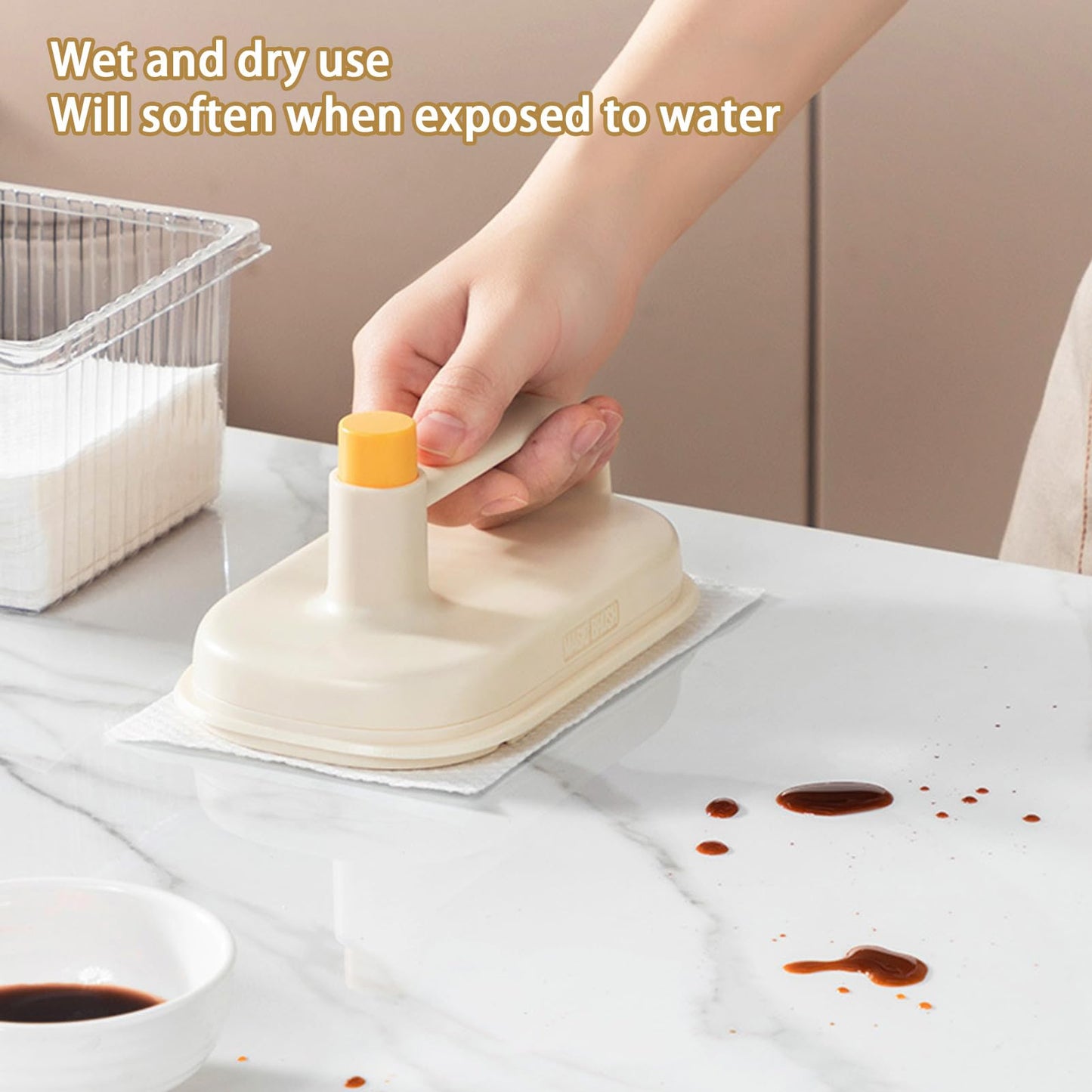awakentti Scouring Pad Brush Cleaning Scrub with Handle Abrasive Pad for Tile Shower and Sink Cleaning, Bathroom Kitchen