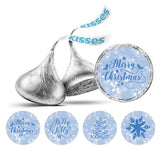 Darling Souvenir 190 Pcs Light Blue Merry & Bright Festival Season Chocolate Decorations, Winter Celebration Supplies Stickers - Mini Candy Wrappers