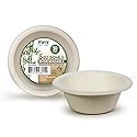 PAMI 100% Biodegradable Sugarcane Bowls [Pack of 50] Natural Compostable Soup Bowls- Planet-Friendly Bagasse Bowls For Hot & Cold Uses- Heavy-Duty