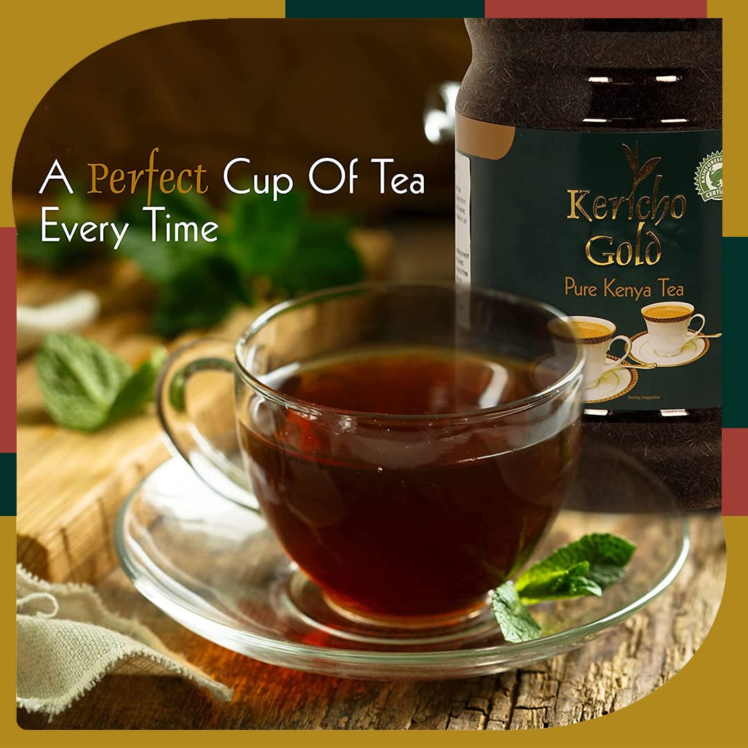 Kericho Gold Black Tea Jar 500 gms - Rich in Antioxidants - Orange Pekoe Tea - Kenya Origin - Unique Flavor -(Pack of 1)