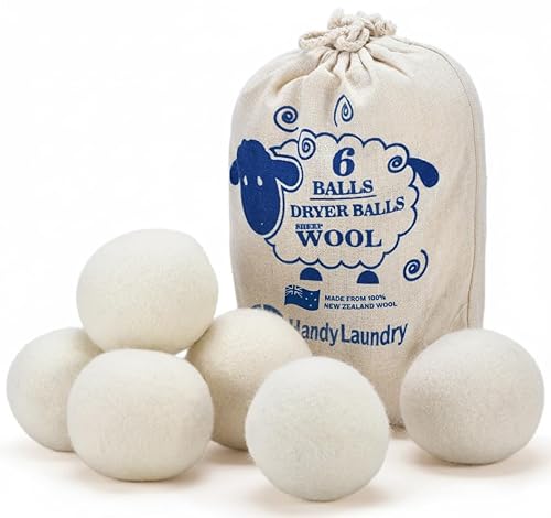 Handy Laundry Wool Dryer Balls - 2.5 Inch - Natural Fabric Softener, Reusable, Reduces Clothing Wrinkles and Saves Drying Time, Better Alternative