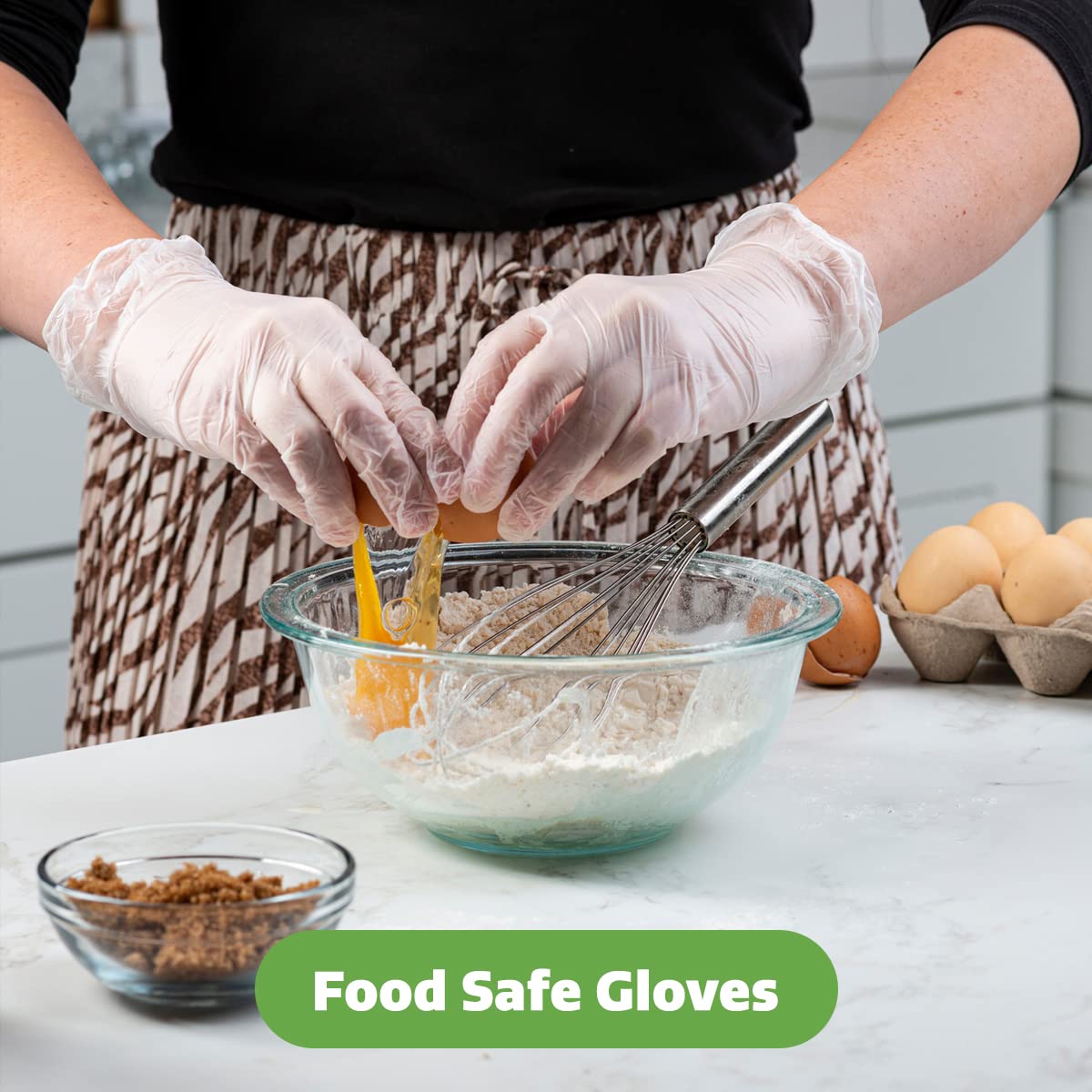 GUSTO Clear Vinyl Plastic Gloves [100 Count] Latex-Free, Powder-Free, Food Safe Disposable Gloves for Cooking, Meal Prep, Cleaning & Everyday Use