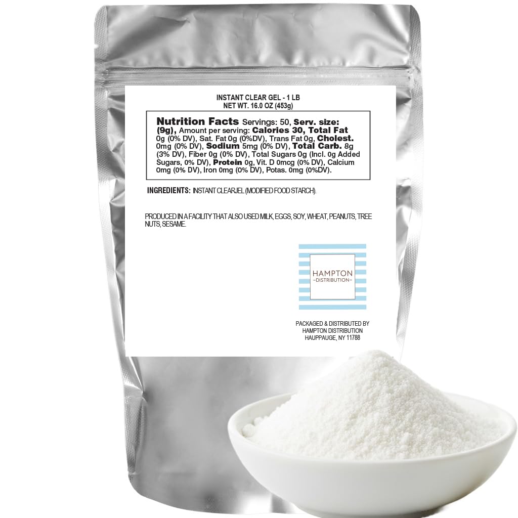 Instant Clear Jel, 16 Ounce Resealable Bag, Instant Clear Gel For Baking, Hampton Distribution