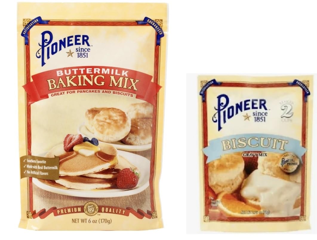 Pioneer Baking, Gravy & Seasoning Mixes - 2 packages (Buttermilk Biscuits 6oz & Biscuits Gravy 2.75oz)