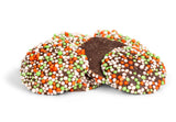 Christmas Dark Chocolate Nonpareils Candy by Its Delish, 5 Lbs Bulk Bag | Christmas Themed Chocolate Candy with Red Green and White Non Pareils
