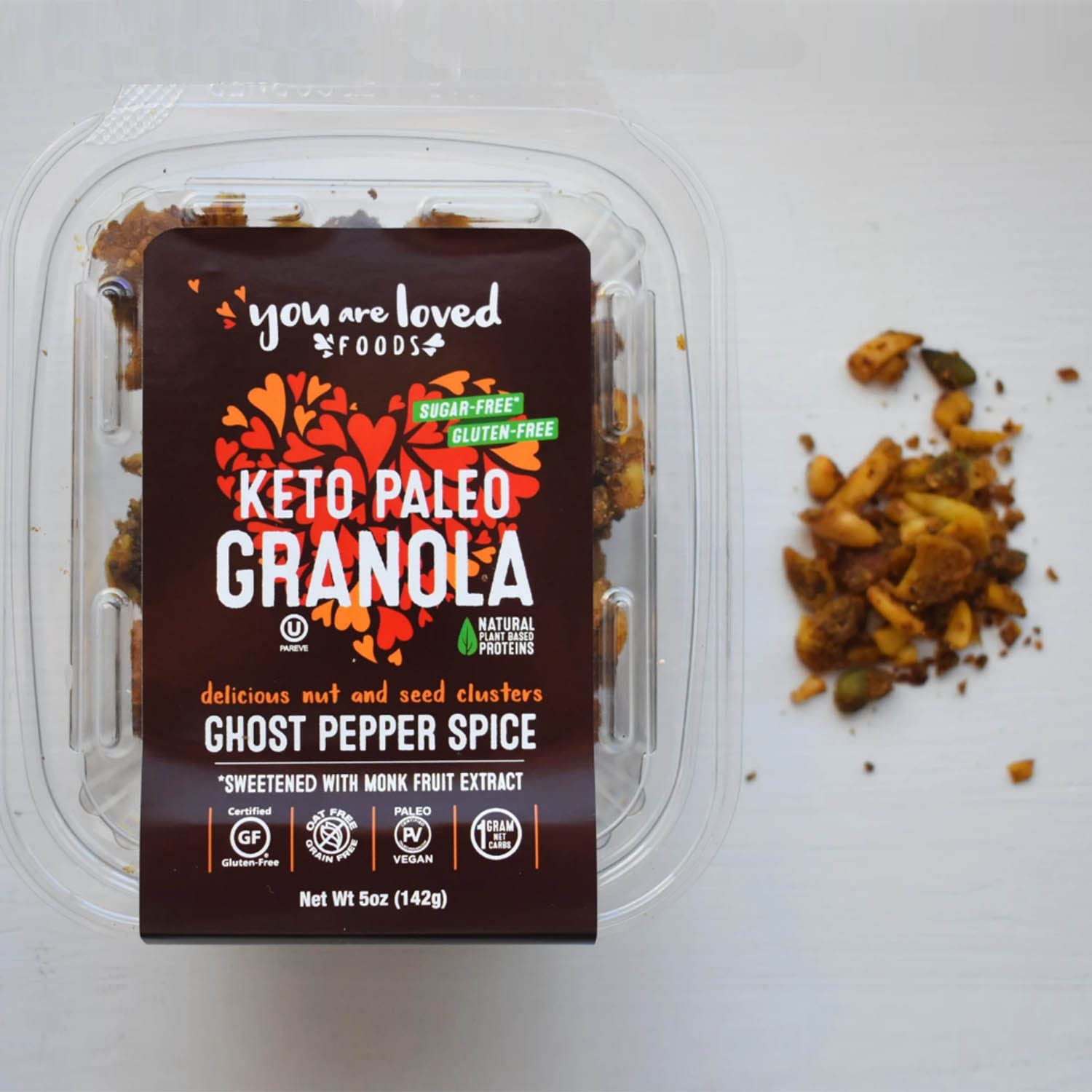 Keto Paleo Granola You Are Loved Foods | Delicious Nut and Seed Clusters | 2G Net Carbs 5G Protein 160 Calorie | Gluten Free Grain Free Paleo Vegan |
