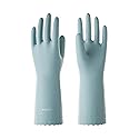 LANON wahoo Skin-Friendly Cleaning Gloves, Dishwashing Kitchen Gloves with Cotton Flocked Liner, Reusable, Non-Slip, Surf Spray, Medium