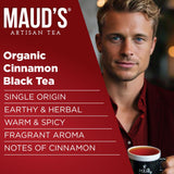 Maud's Organic Cinnamon Black Tea Pods, 22 ct, Recyclable Single Serve Tea Pods - 100% Gourmet Blended Tea Leaves, Compatible with Keurig K Cups Maker