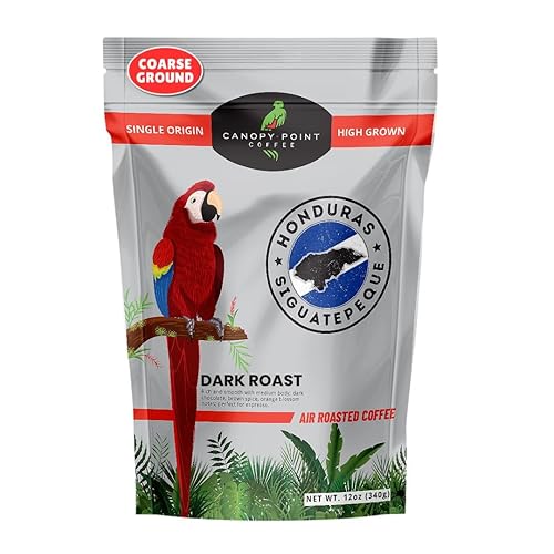 Canopy Point Coffee Honduras Dark Roast | Coarse Ground Coffee for Cold Brew, French Press & Percolator | Arabica specialty small batch roasted
